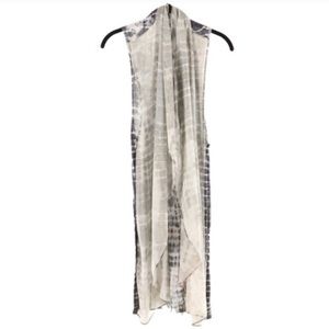 Chiffon and jersey float tie dye vest/kimono